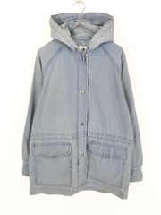 レディース 古着 80s USA製 LL Bean ブルー キャンバス フルジップ フーデッド ジャケット パーカー M 古着 