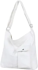 ARESACHI トートバッグ ショルダーバッグ レディース キャンバス 大学生 a4 斜め掛け (ホワイト,  39センチメートル)