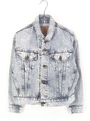 レディース 古着 90s USA製 Levi's 57598-0722 ブルー ケミカル デニム トラッカー ジャケット Gジャン ショート丈 M 古着 