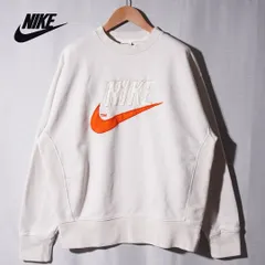 ナイキ NIKE スウェット L オフ ホワイト ヘビーウエイト ロゴ刺繍 ビッグロゴ 裏毛 パイル地 90s風 オーバーサイズ ストリート 古着 D261