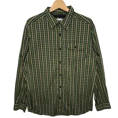 Columbia コロンビア チェックシャツ アウトドアシャツ 長袖シャツ ボタンダウン Vietnam製 Mサイズ ベージュ/グリーン