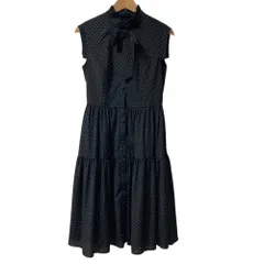 美品 24AW Rene ルネ ドット リボン ノースリーブ ロングドレス ワンピース 6436641 サイズ36 ブラック レディース 古着 中古 USED