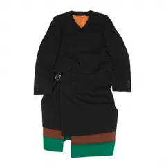 コムデギャルソン オムプリュスCOMME des GARCONS HOMME PLUS フェルト切替ノーカラーコート 黒M