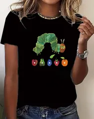 はらぺこあおむし　tシャツ　レディース　ブラック　黒