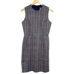 美品 JUNYA WATANABE COMME des GARCONS ジュンヤワタナベ コムデギャルソン チェック ノースリーブ ミディワンピース S ネイビー レディース 古着 中古 USED