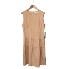 未使用 FOXEY フォクシー ノースリーブ ティアードドレスワンピース 36489 サイズ40 ピンクベージュ レディース 古着 中古 USED