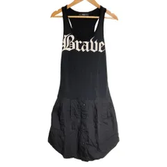 美品 DIESEL ディーゼル プリント ノースリーブ ひざ丈 ドッキングワンピース XS ブラック レディース 古着 中古 USED