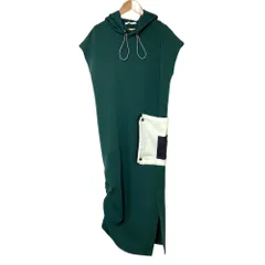 良品 UN3D. アンスリード フーデッド シャーリング ロングワンピース 36 グリーン レディース 古着 中古 USED