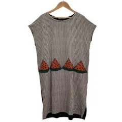 良品 peu pres プープレ スイカ ストライプ ノースリーブ ワンピース F8 グレー ブラック レディース 古着 中古 USED