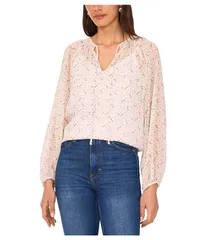 ヴィンスカムート レディース トップス シャツ Vince Camuto Tie Neck Shirring Long Sleeve New Ivory アイボリー