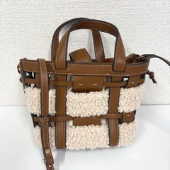 【084-a】ZARA　ザラ　カットワーク　ボア　2wayバッグ　ハンドバッグ　ショルダーバッグ