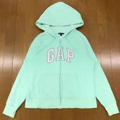 GAP ギャップ 冬用 裏起毛 デカロゴワッペン y2k フルジップ スウェット パーカー XL ミントグリーン フーディ ジャケット ブルゾン 2L LL 特大 大きいサイズ y2k グランジ Archive レディース