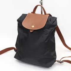 506)LONGCHAMP ロンシャン ルプリアージュ バックパック リュック ナイロン×型押しレザー 折りたたみ