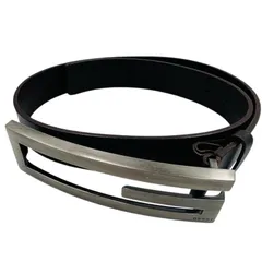 GUCCI　グッチ　ベルト　金具　G　シルバー　ブラウン