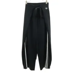 美品 adidas アディダス ワイド レッグ パンツ M ブラック ジャージ レディース 古着