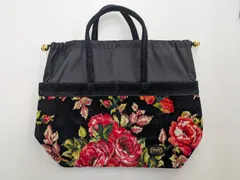 D【保管品】フェイラー FEILER トートバッグ バッグ 巾着 花柄 ブラック おしゃれ 美品