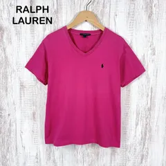 RALPH LAUREN ラルフローレン ポニーロゴ刺繍 Vネック コットン Tシャツ ピンク レディース 半袖 トップス
