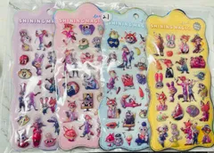 a1 セット売り　4枚まとめ売り　立体空洞タイプシール　キャラクター　シール帳　3D ぷくぷく　ボンボンドロップシール