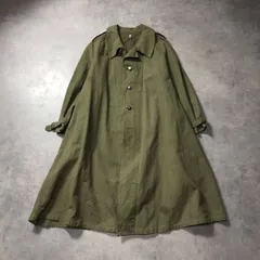 GQ4737◇フランス軍 : 40’s M35 モーターサイクルコート ボタン/ベルト欠品◇L◇カーキ系 ミリタリー キャンバス ヴィンテージ
