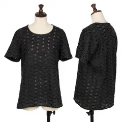 トリココムデギャルソンtricot COMME des GARCONS 総柄刺繍半袖トップス 黒M位