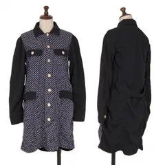 トリココムデギャルソンtricot COMME des GARCONS 製品洗いフロントドット切替ジャケット 紺白S