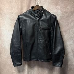 usedショット☆641☆立ち襟シングルライダースジャケット☆黒×34☆USA