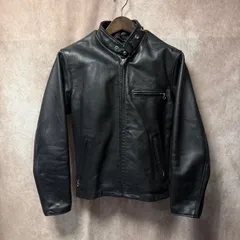 Schott ショット 36 ブラック レザージャケット 本革 シングルライダース 黒 スタンドカラー メンズ 革ジャン バイカー アメカジ 定番モデル