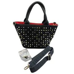 DIAVEL ディアベル スタッズ 黒×赤 キャンバストートバッグ ショルダーバッグ
