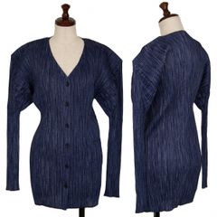 イッセイミヤケ PLEATS PLEASE◆紺 総柄 前開シャツ(7335) イッセイミヤケ PLEATS PLEASE◇紺 総柄 前開シャツ(7335) - メルカリ