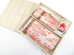 【京松】和装小物 和雑貨 西陣織 がま口財布 長財布 セット 木箱入 未使用品 美品 kyo8w01-267