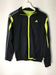 【adidas】 ブラックとネオンイエローのトラックジャケット ﻿サイズ 肩幅45cm