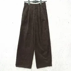 GU ジーユー コーデュロイ ワイドパンツ タック ハイウエスト カジュアル ブラウン Sサイズ ◎_◇〇