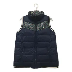 中古 レディース ポロゴルフ POLO GOLF ダウンベスト M ネイビー リバーシブル 花柄