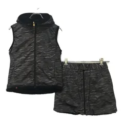 中古 レディース ニューバランスゴルフ New Balance golf セットアップ 0(S) グレー系 黒 リバーシブル ボア 防寒