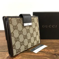 308 送料込み！ 極美品 GUCCI Wホック財布 115094 GGキャンバス 箱付き メンズ レディース