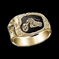 【R043】リング　メンズ　レディース　指輪　アクセサリー　ファッション   お洒落　ゴールド　シルバー　バイク　オートバイ　20号