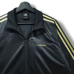 105 アディダス ブラック&GOLD LINE ダウン トラックジャージ ジャケット