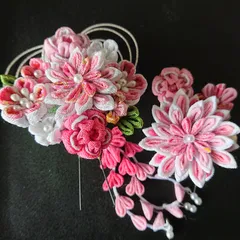 つまみ細工の髪飾り2セット/ピンク系/紫系/七五三/結婚式/成人式/卒業式