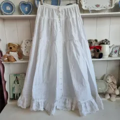 白 コットン ロング丈スカート