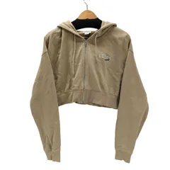 ゲス GUESS 22SS Originals Cropped Hoodie ロゴ 刺繍 クロップド ジップアップ フーディー パーカー レディース import：XL 
