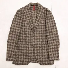 ernesto　エルネスト　テーラードジャケット　ハウンドトゥース　千鳥格子　チェック柄　ウール　ブラウン　イタリア製　メンズ　44　b00392のサムネイル