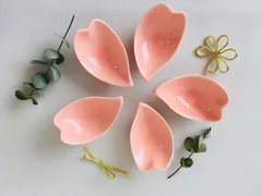 ★まとめ割してますコメント下さい★5枚セット★美濃焼　桜　花びら　9.8×6×H3.7cm　小皿/豆皿/醤油さし/　ひな祭り　節句　祝い　花見　スイーツ
