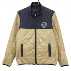 【超美品】キャロウェイ 2WAY中綿ジャケット ベージュ×ネイビー 総柄 キルティング バイカラー  メンズ L ゴルフウェア Callaway