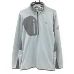 【美品】プーマ 長袖ハイネックシャツ ライトグレー 裏起毛 胸ポケット付 メンズ M ゴルフウェア PUMA