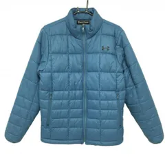 【美品】アンダーアーマー 中綿ジャケット スモーキーブルー ロゴ黒 裾ドローコード  メンズ LG/G/G ゴルフウェア UNDER ARMOUR