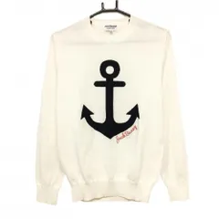 ジャックバニー セーター 白×ネイビー イカリ柄 コットン混 メンズ 5(L) ゴルフウェア Jack Bunny