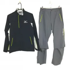 ミズノゴルフ レインウェア(2WAYジャケット×パンツ) 黒×白 袖着脱可 メンズ M ゴルフウェア MIZUNO