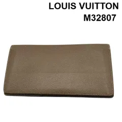 ● ルイヴィトン LOUIS VUITTON 長財布 ポルトフォイユ・ブラザ タイガライン ウラル M32807 カーキ レザー メンズ 6V204