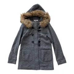  NATURAL BEAUTY BASIC ナチュラルビューティーベーシック ラクーンファー付きダッフルコート ニット素材 グレー Mサイズ【Z1764】