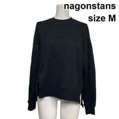 ◇ ナゴンスタンス nagonstans スウェットプルオーバー トレーナー 長袖 クルーネック スリット 黒 コットン100％ M 9号 レディース S6B228のサムネイル